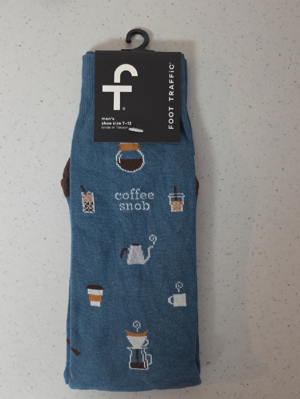 Foot Traffic Men's Blue 'Coffee Snab' Novelty Socks